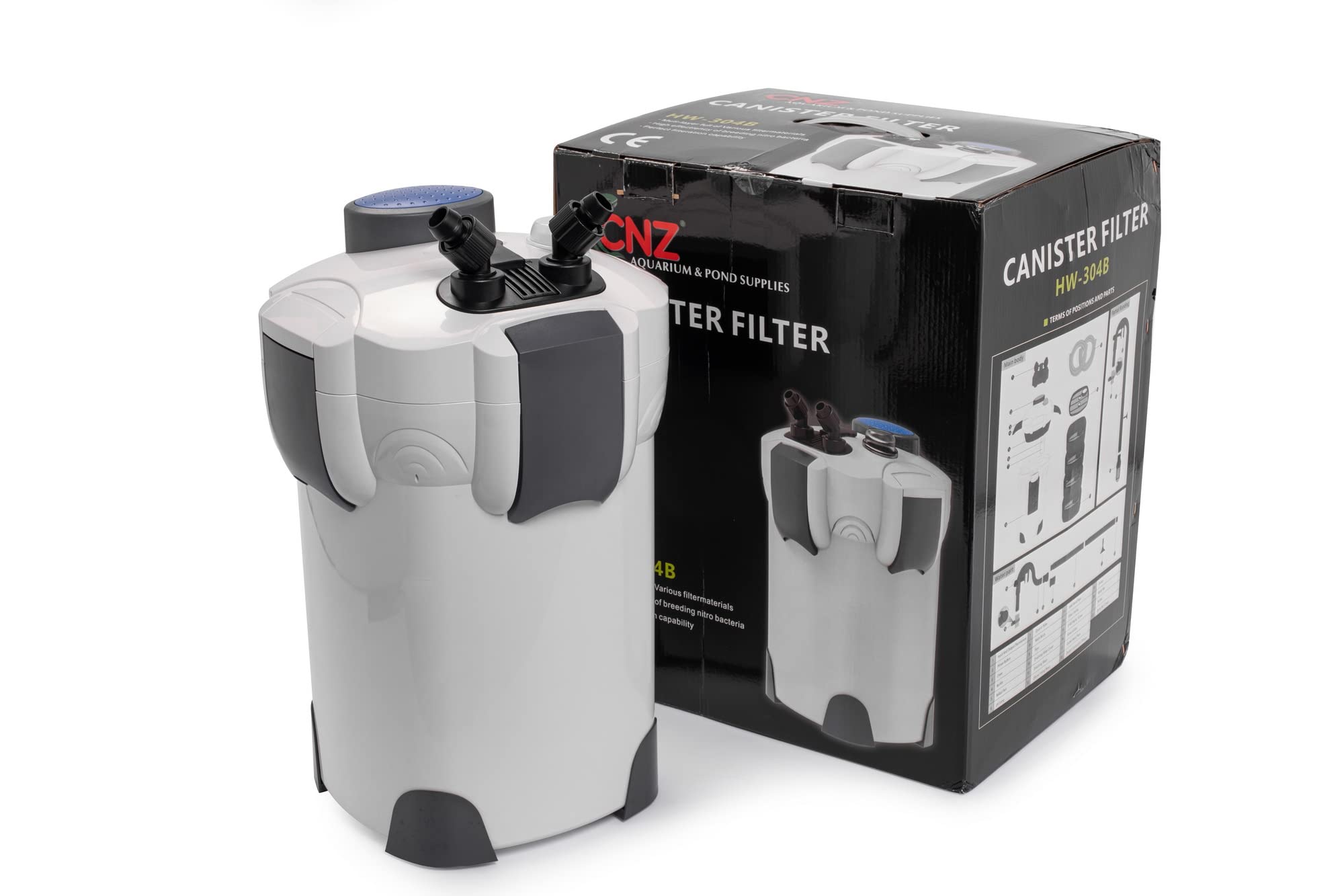 CNZ HW-304B 525GPH Canister Aquarium Filter with Built-in 9w